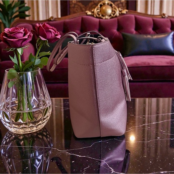 New! Tory Burch McGraw Metallic Pink Leather Tote — NWOT - Picture 8 of 10